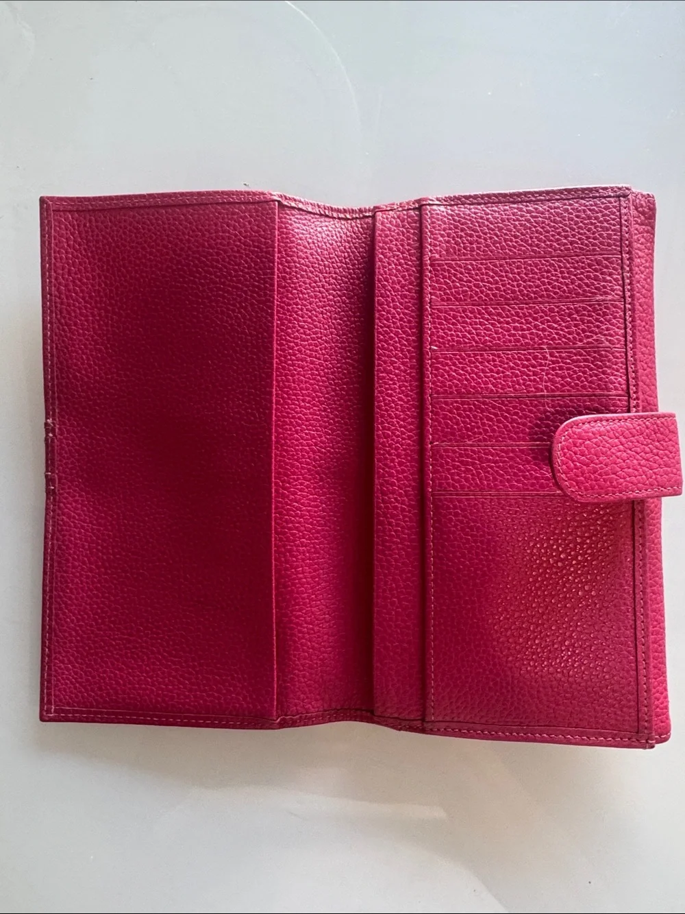 Longchamp Hot Pink Leather Clutch with Buckle Strap